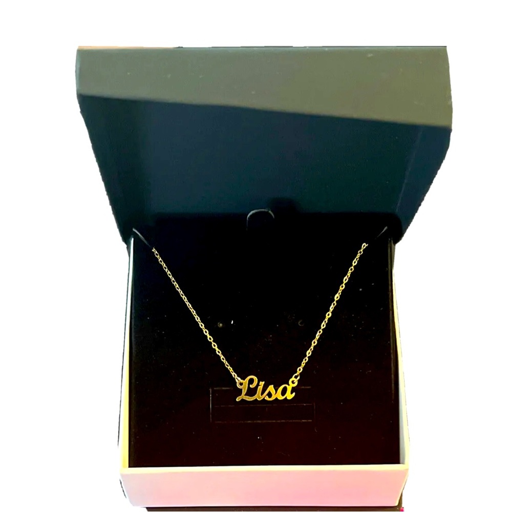 Name Necklace.  “ LISA” Adjustable 16-18” 18 K Gold Finish